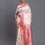 White and red banarasi silk blend saree with rich zari pallu
