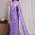 Elegant lavender cotton saree with navy blue heart motifs