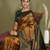 red and yellow silk blend saree with rich woven pallu