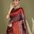 red and grey silk blend saree with rich woven pallu