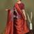 red and grey silk blend saree with rich woven pallu