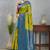 Graceful green and blue art silk saree with intricate border