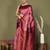 red and light pink silk blend saree with rich woven pallu