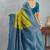 Graceful green and blue art silk saree with intricate border
