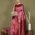 red and light pink silk blend saree with rich woven pallu
