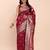 Magenta banarasi silk blend saree with zari weaving border and pallu