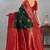 Regal green and red banarasi art silk saree with zari work