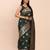 Dark green banarasi silk blend saree with zari weaving border and pallu