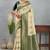 Elegant cream and green banarasi silk saree with zari detailing
