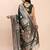 Dark green banarasi silk blend saree with zari weaving border and pallu
