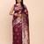 Purple banarasi silk blend saree with zari weaving border and pallu