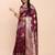 Purple banarasi silk blend saree with zari weaving border and pallu