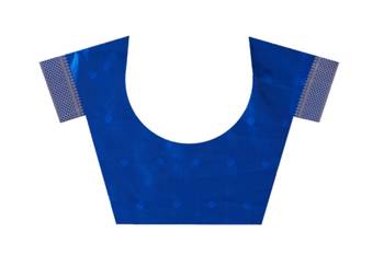 Royal blue art silk saree with silver zari detailing 5