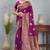 Magenta art silk saree with intricate golden zari work
