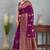 Magenta art silk saree with intricate golden zari work