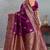 Magenta art silk saree with intricate golden zari work