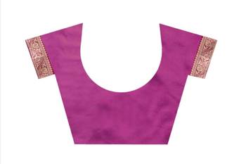 Magenta art silk saree with intricate golden zari work 5