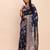 Navy blue banarasi silk blend saree with zari weaving border and pallu