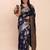 Navy blue banarasi silk blend saree with zari weaving border and pallu