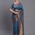 Navy blue banarasi silk blend saree with copper zari woven pallu