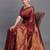 Maroon banarasi silk blend saree with copper zari woven pallu