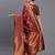 Maroon banarasi silk blend saree with copper zari woven pallu