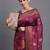 Purple banarasi silk blend saree with copper zari woven pallu