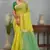 Elegant yellow and green cotton silk saree with golden border