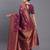 Purple banarasi silk blend saree with copper zari woven pallu
