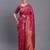 Pink banarasi silk blend saree with copper zari woven pallu