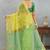 Elegant yellow and green cotton silk saree with golden border