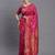 Pink banarasi silk blend saree with copper zari woven pallu