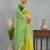 Elegant yellow and green cotton silk saree with golden border