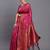Pink banarasi silk blend saree with copper zari woven pallu
