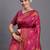 Pink banarasi silk blend saree with copper zari woven pallu