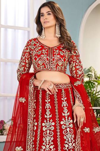 red Designer Wedding Lehenga Choli