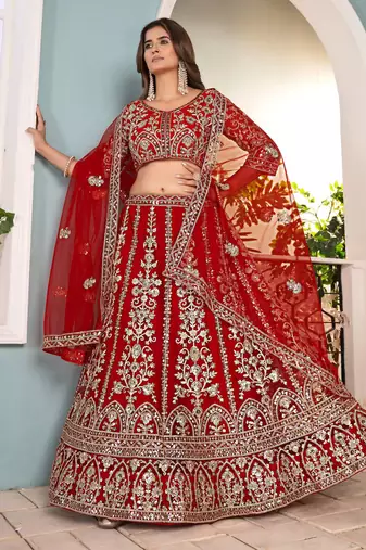 red Designer Wedding Lehenga Choli