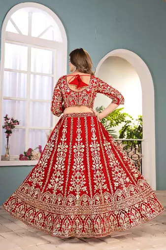 red Designer Wedding Lehenga Choli