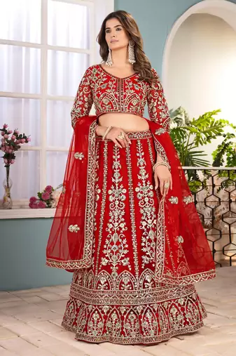 red Designer Wedding Lehenga Choli