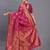 Pink banarasi silk blend saree with copper zari woven pallu