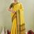 Classic yellow art silk saree with olive green border