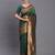 Dark green banarasi silk blend saree with copper zari woven pallu