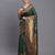 Dark green banarasi silk blend saree with copper zari woven pallu