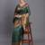 Dark green banarasi silk blend saree with copper zari woven pallu