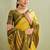 Classic yellow art silk saree with olive green border