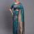 Teal blue banarasi silk blend saree with copper zari woven pallu