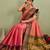 Elegant pink and olive traditional saree with striped pallu