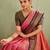 Elegant pink and olive traditional saree with striped pallu