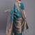 Teal blue banarasi silk blend saree with copper zari woven pallu