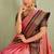 Elegant pink and olive traditional saree with striped pallu